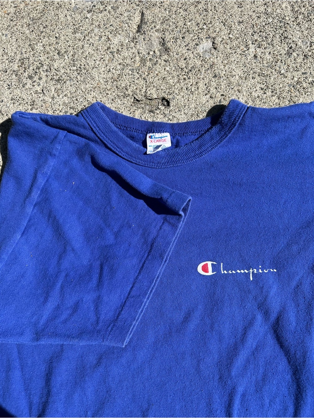 Vintage 80’s Champion Royal Blue Short Sleeve Script Logo Tee